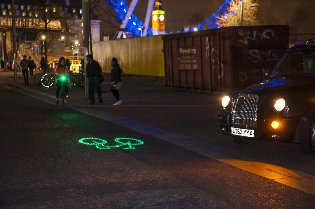 Blaze laser light on the street_bike light