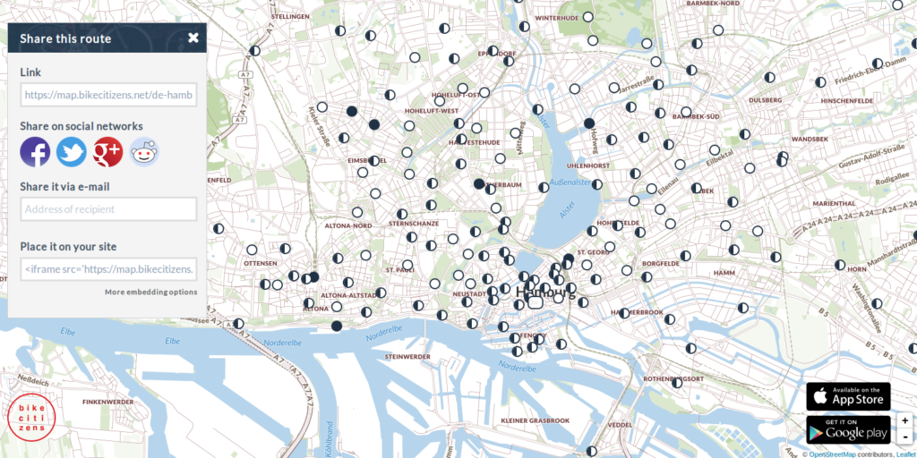 Öffentliches Bike Sharing Hamburg App