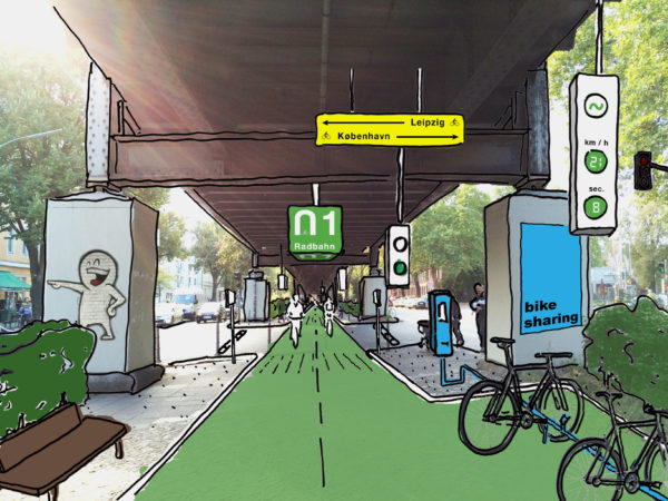 Metro Cycleway Berlin cycling path with Bikesharing
