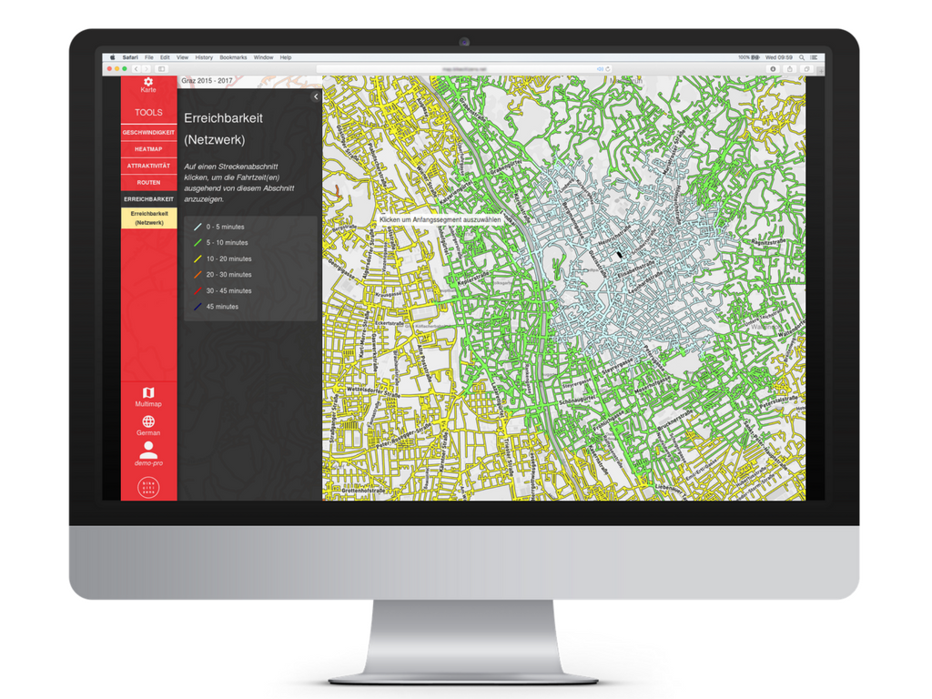 GPS Datenanalyse-Tool: Erreichbarkeit mit dem Fahrrad Uni Graz