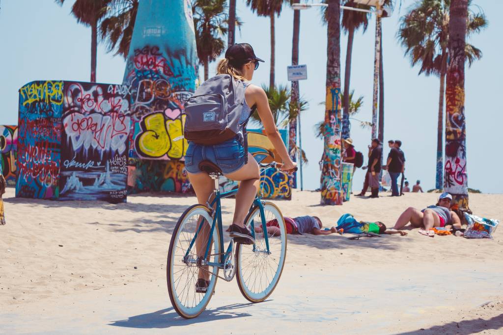 Venice beach Radfahren Los Angeles Strand Fahrradweg