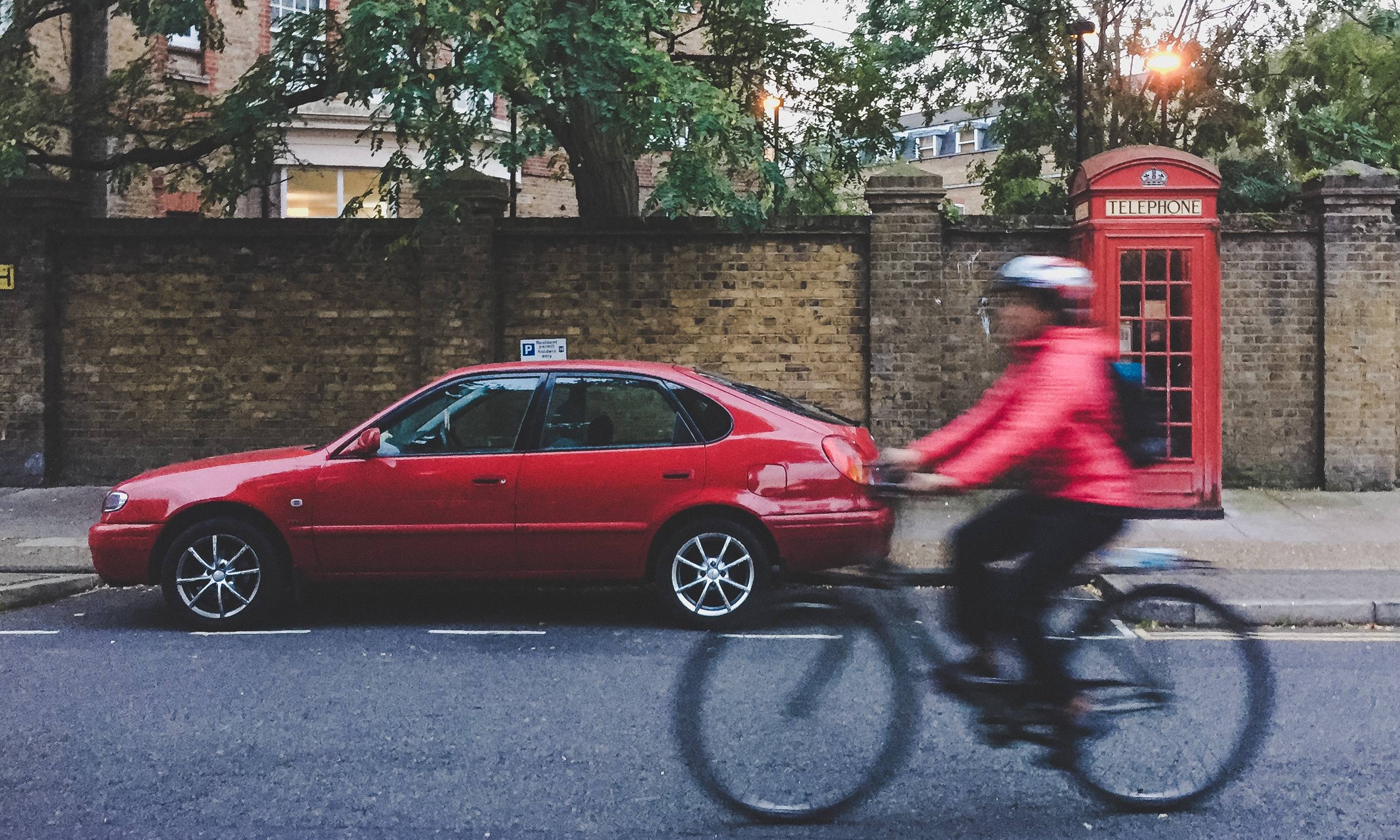 London telephone box cycling