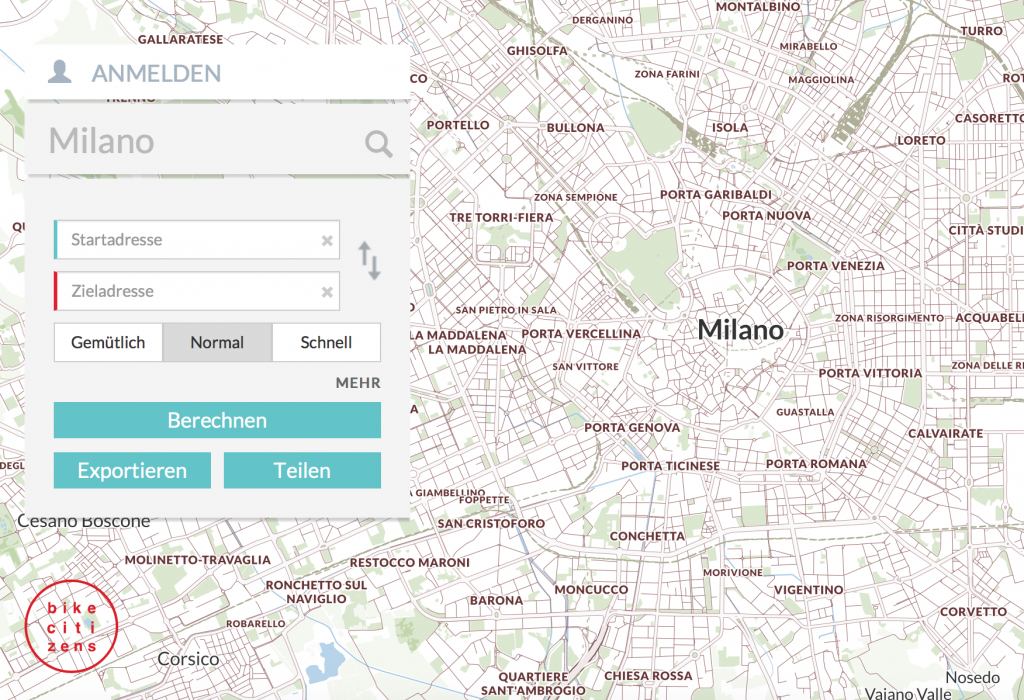 Milan Bike Online Route Planner